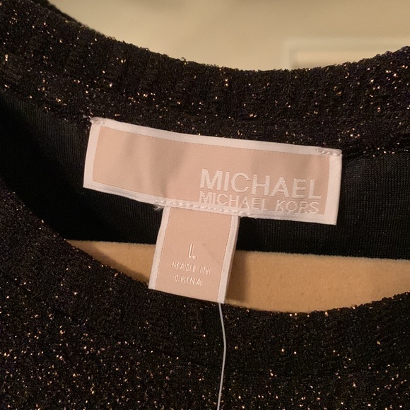 MICHAEL KORS Black & Gold Diamond Bomb Dress Large - Picture 2 of 12